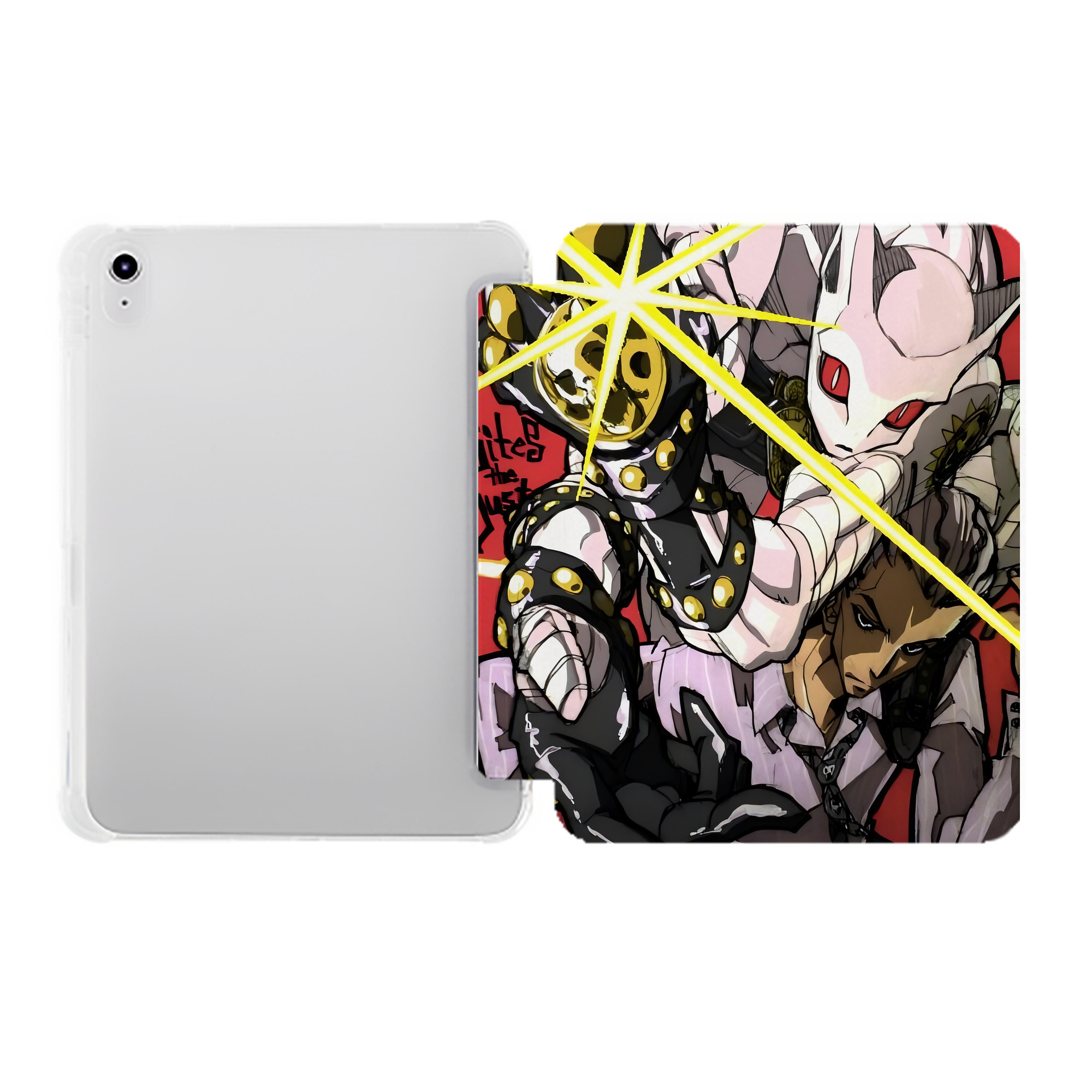 （画像用） ジョジョの奇妙な冒険 JoJo's Bizarre Adventure IPad ケース ペン収納付き 三つ折りスタンド PUレザー×シリコン 対応機種9.5/10.5/10.9インチ